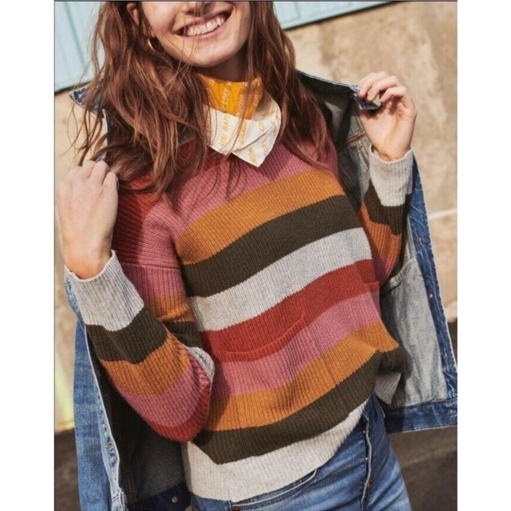 Madewell Pocket‎ Pullover Walton Stripe Retro Sweater Size Medium